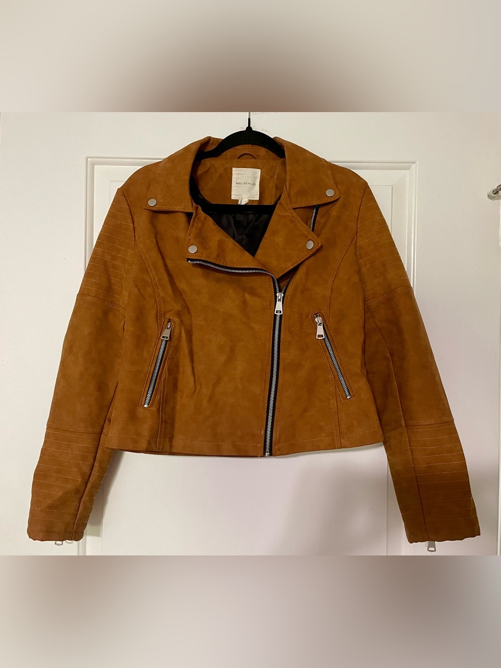 Avec les Filles Womens Faux Leather Jacket M